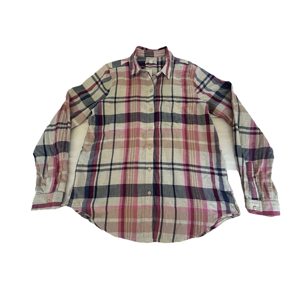 Lucky Brand Plaid Button Down Shirt Women’s Medium Pink Blue Long Sleeve NWT